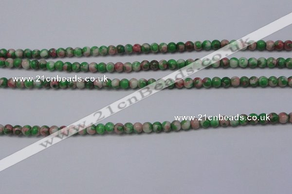 CTG451 15.5 inches 3mm round tiny dyed rain flower stone beads