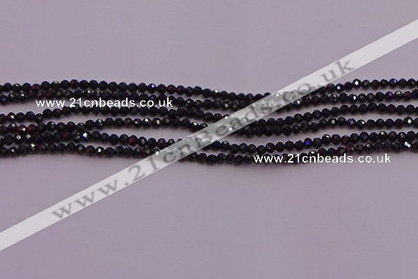 CTG501 15.5 inches 2mm faceted round tiny black spinel beads