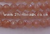 CTG507 15.5 inches 4mm faceted round tiny peach moonstone beads