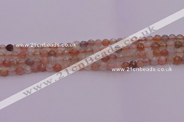 CTG508 15.5 inches 4mm faceted round tiny rainbow moonstone beads