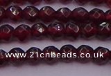 CTG510 15.5 inches 4mm faceted round tiny red garnet beads