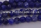 CTG513 15.5 inches 4mm faceted round tiny sodalite beads