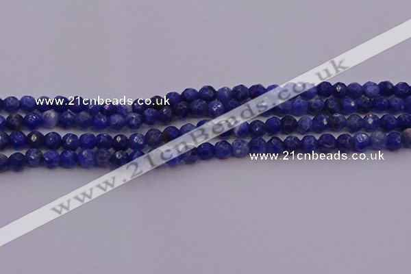 CTG513 15.5 inches 4mm faceted round tiny sodalite beads