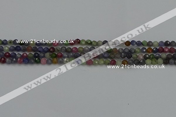 CTG552 15.5 inches 4mm faceted round tiny mixed gemstone beads