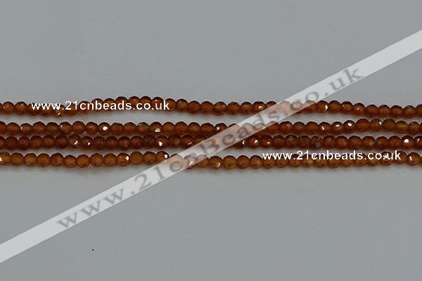 CTG554 15.5 inches 4mm faceted round tiny orange garnet beads