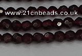 CTG556 15.5 inches 4mm faceted round tiny red garnet beads