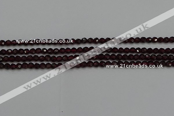 CTG556 15.5 inches 4mm faceted round tiny red garnet beads