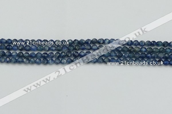 CTG557 15.5 inches 4mm faceted round tiny blue kyanite beads