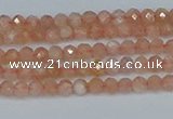 CTG607 15.5 inches 3mm faceted round peach moonstone beads