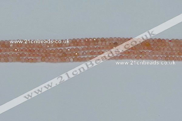 CTG607 15.5 inches 3mm faceted round peach moonstone beads