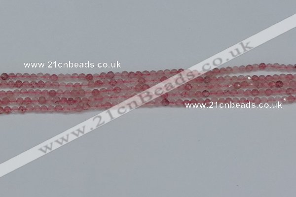 CTG625 15.5 inches 2mm faceted round strawberry quartz beads