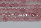 CTG626 15.5 inches 3mm faceted round strawberry quartz beads