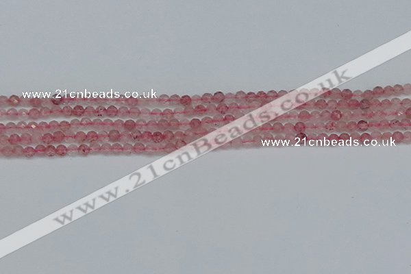 CTG626 15.5 inches 3mm faceted round strawberry quartz beads