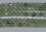 CTG634 15.5 inches 3mm faceted round green rutilated quartz beads