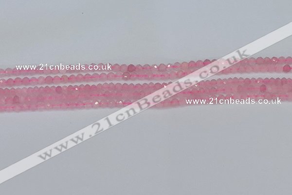 CTG636 15.5 inches 3mm faceted round Madagascar rose quartz beads