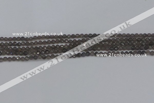 CTG639 15.5 inches 2mm faceted round smoky black obsidian beads