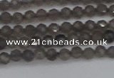 CTG640 15.5 inches 3mm faceted round smoky black obsidian beads