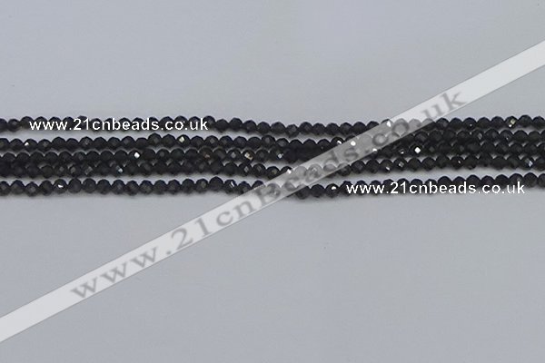 CTG642 15.5 inches 3mm faceted round golden black obsidian beads