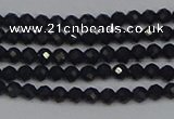 CTG643 15.5 inches 2mm faceted round black tourmaline beads