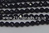 CTG644 15.5 inches 3mm faceted round black tourmaline beads