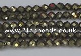 CTG646 15.5 inches 3mm faceted round golden pyrite beads