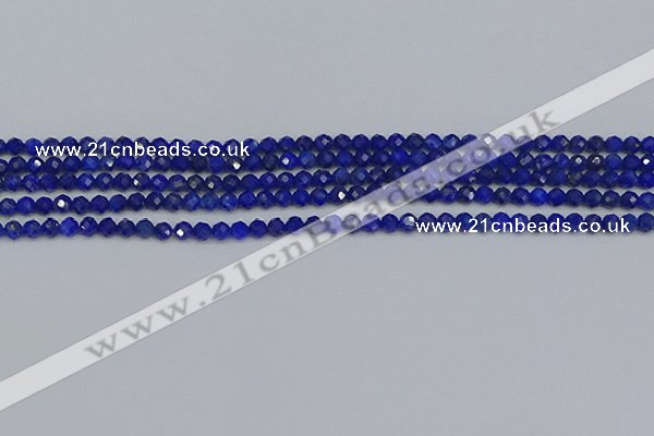 CTG650 15.5 inches 3mm faceted round lapis lazuli gemstone beads