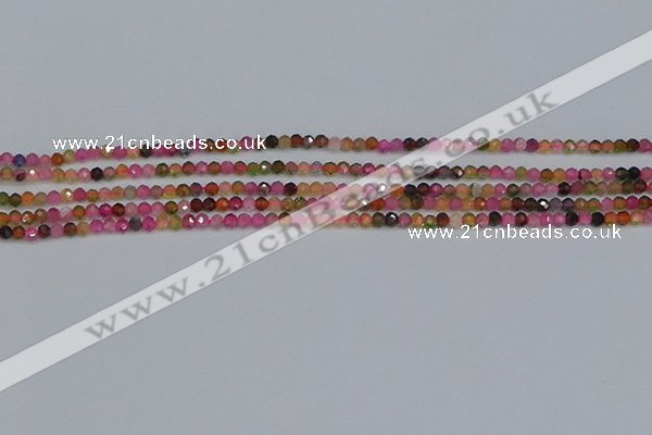 CTG651 15.5 inches 2mm faceted round tourmaline gemstone beads