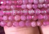 CTG706 15.5 inches 3mm faceted round tiny pink tourmaline beads