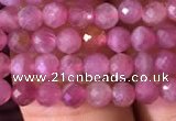 CTG707 15.5 inches 4mm faceted round tiny pink tourmaline beads