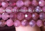 CTG708 15.5 inches 5mm faceted round tiny pink tourmaline beads