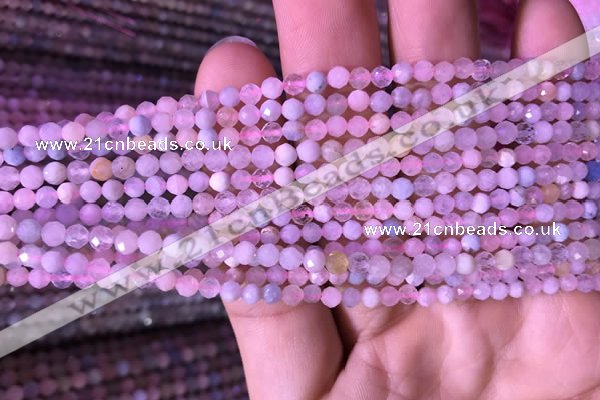 CTG711 15.5 inches 3mm faceted round tiny morganite beads