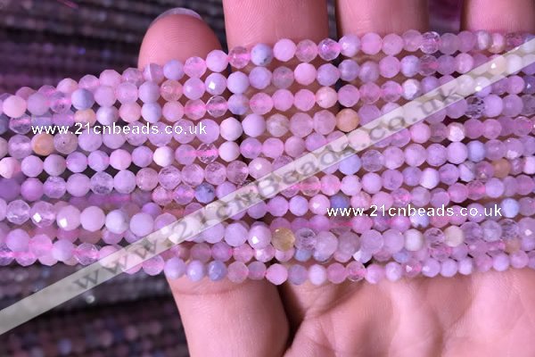 CTG712 15.5 inches 4mm faceted round tiny morganite beads