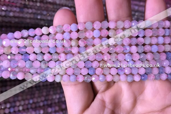 CTG713 15.5 inches 5mm faceted round tiny morganite beads