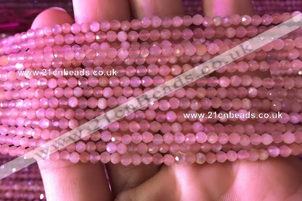 CTG719 15.5 inches 3mm faceted round tiny peach moonstone beads