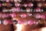 CTG724 15.5 inches 2mm faceted round tiny tourmaline beads