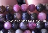 CTG727 15.5 inches 5mm faceted round tiny tourmaline beads