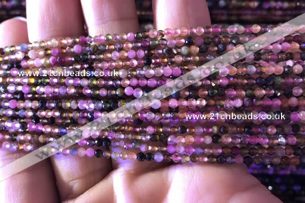 CTG730 15.5 inches 3mm faceted round tiny tourmaline beads