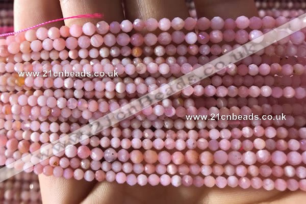 CTG733 15.5 inches 3mm faceted round tiny pink opal beads