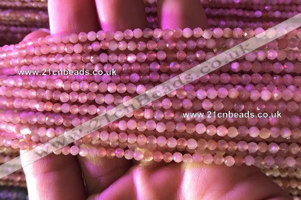 CTG737 15.5 inches 3mm faceted round tiny sunstone beads