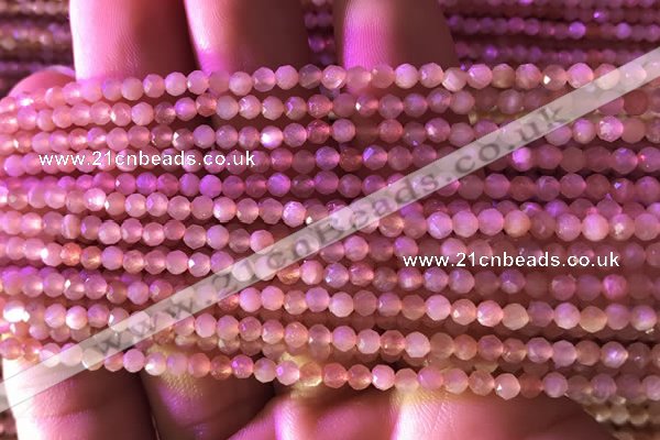 CTG738 15.5 inches 4mm faceted round tiny sunstone beads