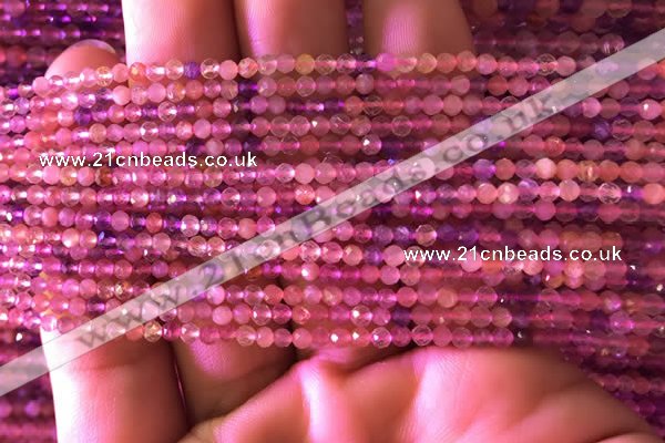 CTG740 15.5 inches 2mm faceted round tiny mixed quartz beads