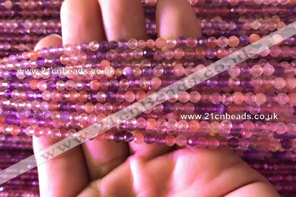 CTG741 15.5 inches 3mm faceted round tiny mixed quartz beads