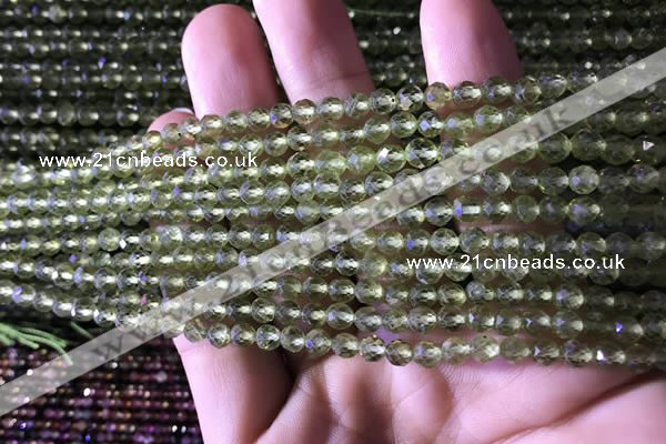 CTG745 15.5 inches 4mm faceted round tiny prehnite beads