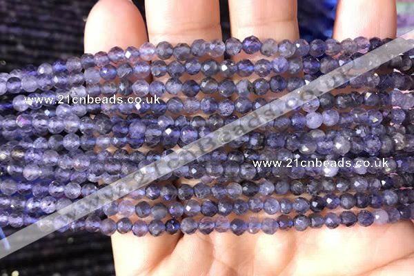 CTG755 15.5 inches 4mm faceted round tiny iolite gemstone beads