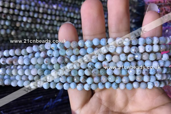 CTG770 15.5 inches 4mm faceted round tiny larimar gemstone beads