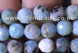 CTG772 15.5 inches 6mm faceted round tiny larimar gemstone beads