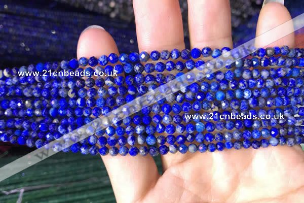 CTG782 15.5 inches 3mm faceted round tiny lapis lazuli beads wholesale