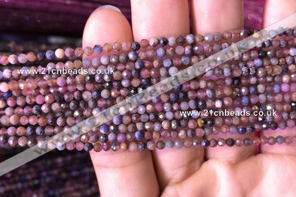 CTG797 15.5 inches 2mm faceted round tiny ruby sapphire beads