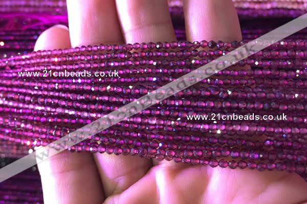 CTG804 15.5 inches 2mm faceted round tiny purple garnet beads