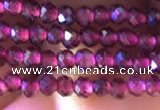 CTG805 15.5 inches 3mm faceted round tiny purple garnet beads
